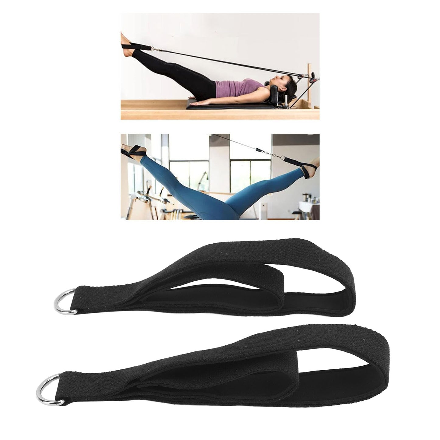 Modern Pilates Straps - D Ring Double Loop Straps for Home Gym Workouts, Cotton, Adjustable Length, Anti-Slip, Compatible with Most Pilates Beds and Equipment