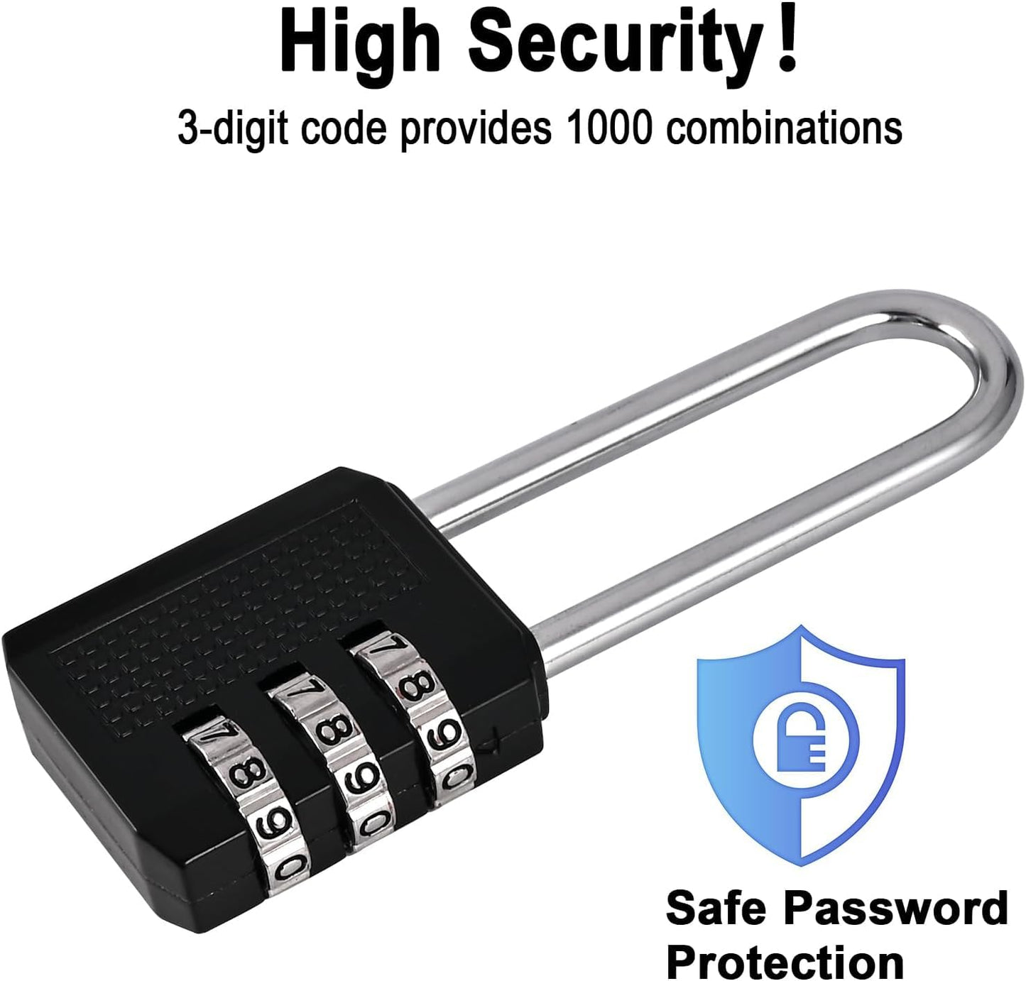 3 Digit Small Combination Locker Lock, 2.2 in Long Shackle Padlock Combination, Resettable Luggage Locks, Combo Gym Locker Suitcase Gate Pad Lock (3Pack, Black)