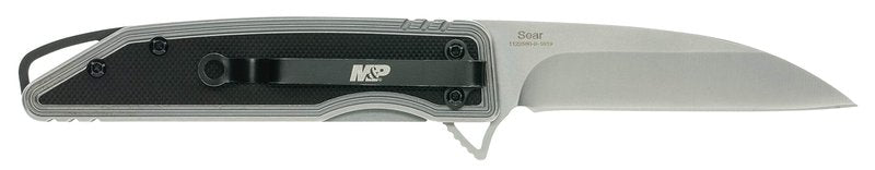 Smith & Wesson M&P Sear 7in High Carbon S.S. Assisted Folding Knife with 3in Wharncliffe Blade and Stainless/G10 Handle for Outdoor, Tactical, Survival and EDC, Black, One Size