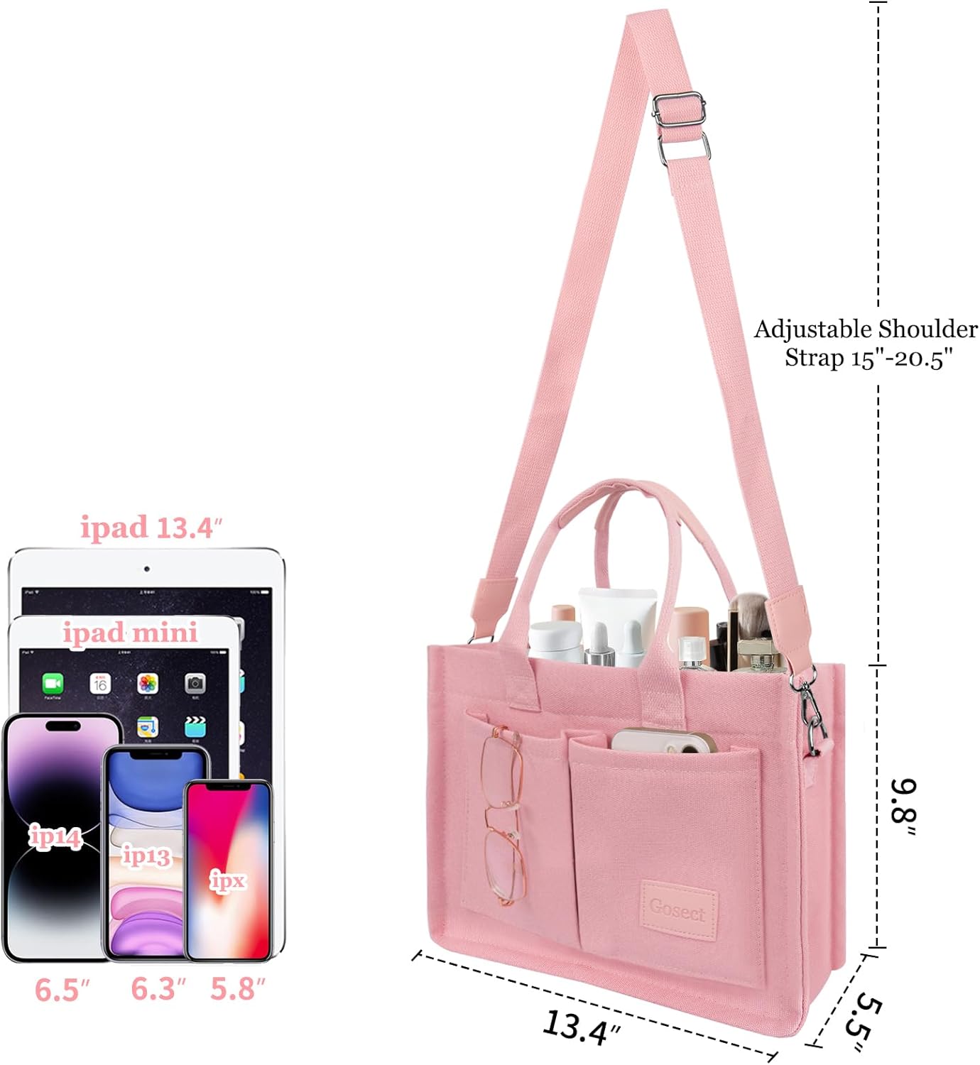 Skiennix Canvas Tote Bag - Stylish Women's Crossbody Purse with Pockets for Everyday Use