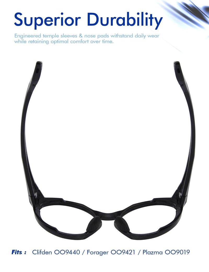 SAUCER Replacement Nose Pieces Pads for Oakley Forager OO9421 Sunglasses - Standard Black + Asian Fit Black
