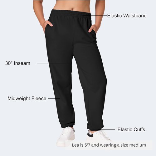 Hanes Women's Midweight Fleece Joggers - Comfortable Sweatpants with Pockets | 30" Plus Size