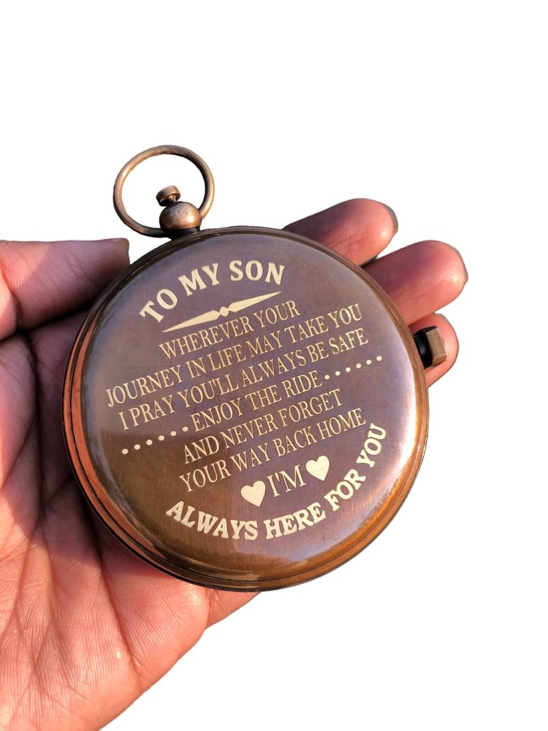 Personalized Compass, Gift for Husband, Son, to My Man, to My Fiancé, Dad, Boyfriend, for Customized Working Compass (to My Son)