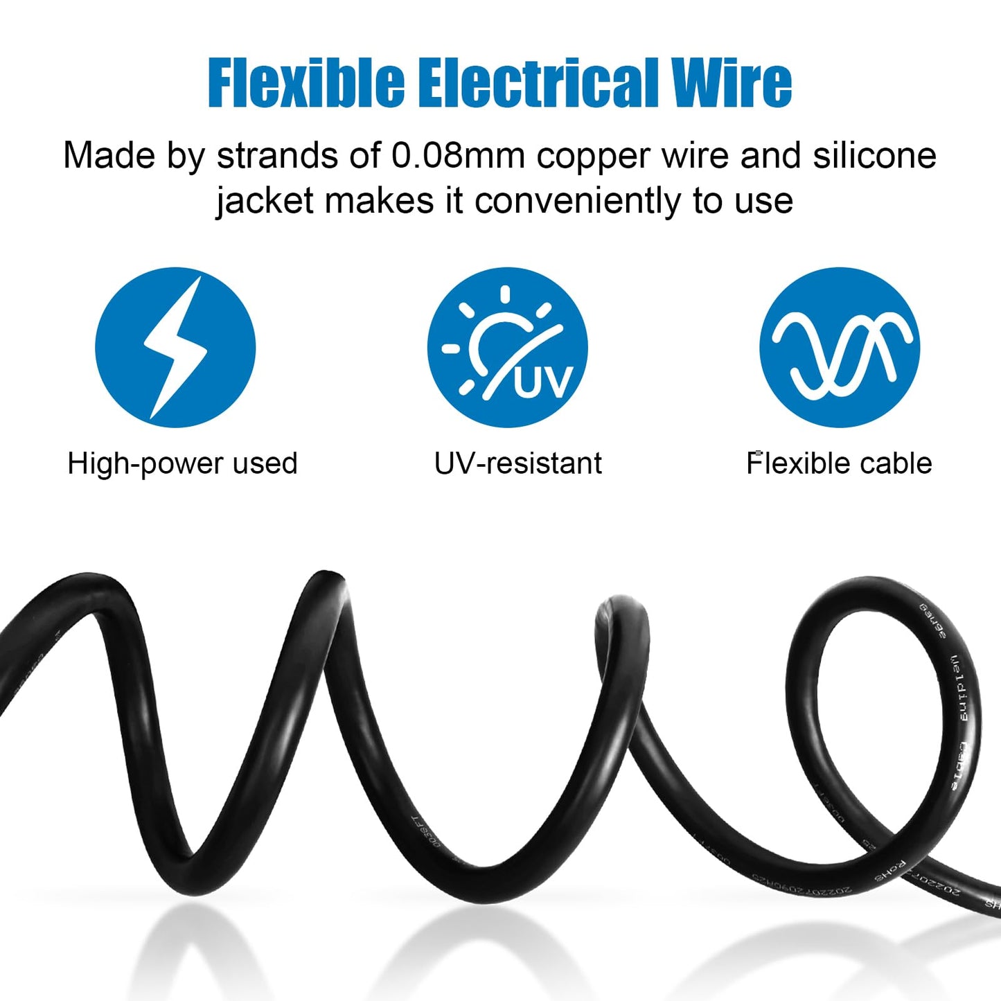 8 Gauge Silicone Wire (2 PCS) 50 FT Red + 50 FT Black Tinned Copper Core, Flexible 8 AWG High Temp Wire for Battery, Automotive, Solar, RC Car, Drones etc.