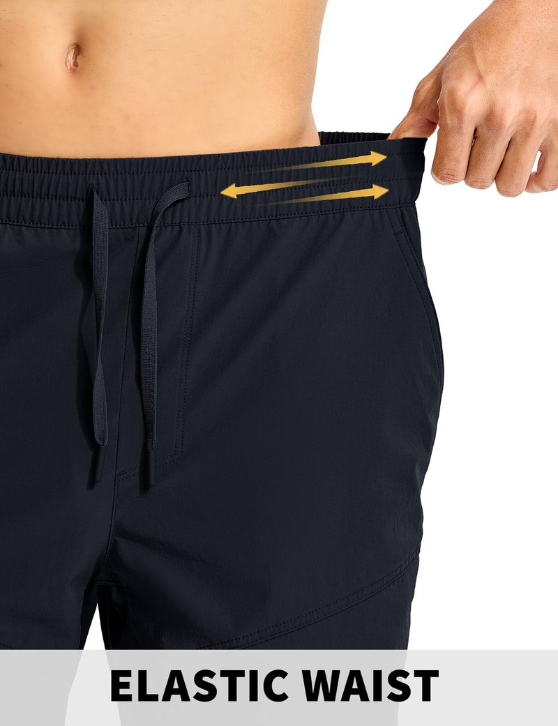 Rdruko Men's Hiking Shorts 9'' Quick Dry Lightweight Work Cargo Outdoor Elastic Waist Shorts with Zipper Pockets, Navy Blue, L