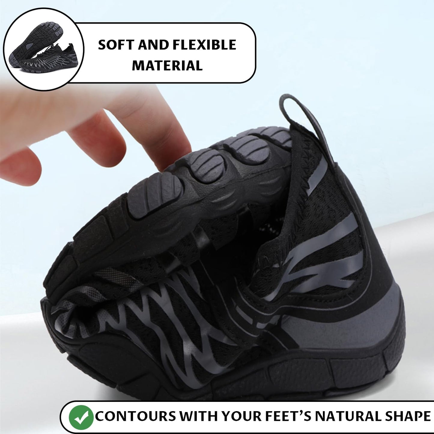EWUHA Barefoot Shoes Womens Mens Footwear for Walking Hiking with Wide Toe Box,Healthy & Non-Slip,Breathable Barefoot Vitality Water Shoes for Beach Pool Swim Outdoor (Unisex) White