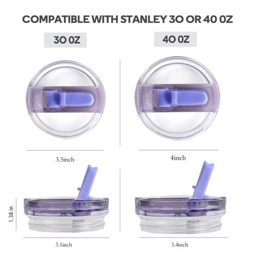 40 oz Tumbler Lid Replacement for Stanley,Flip Straw Lid Leak Proof fit for stanley H2.0 Quencher with Straws and Cleaning Brush