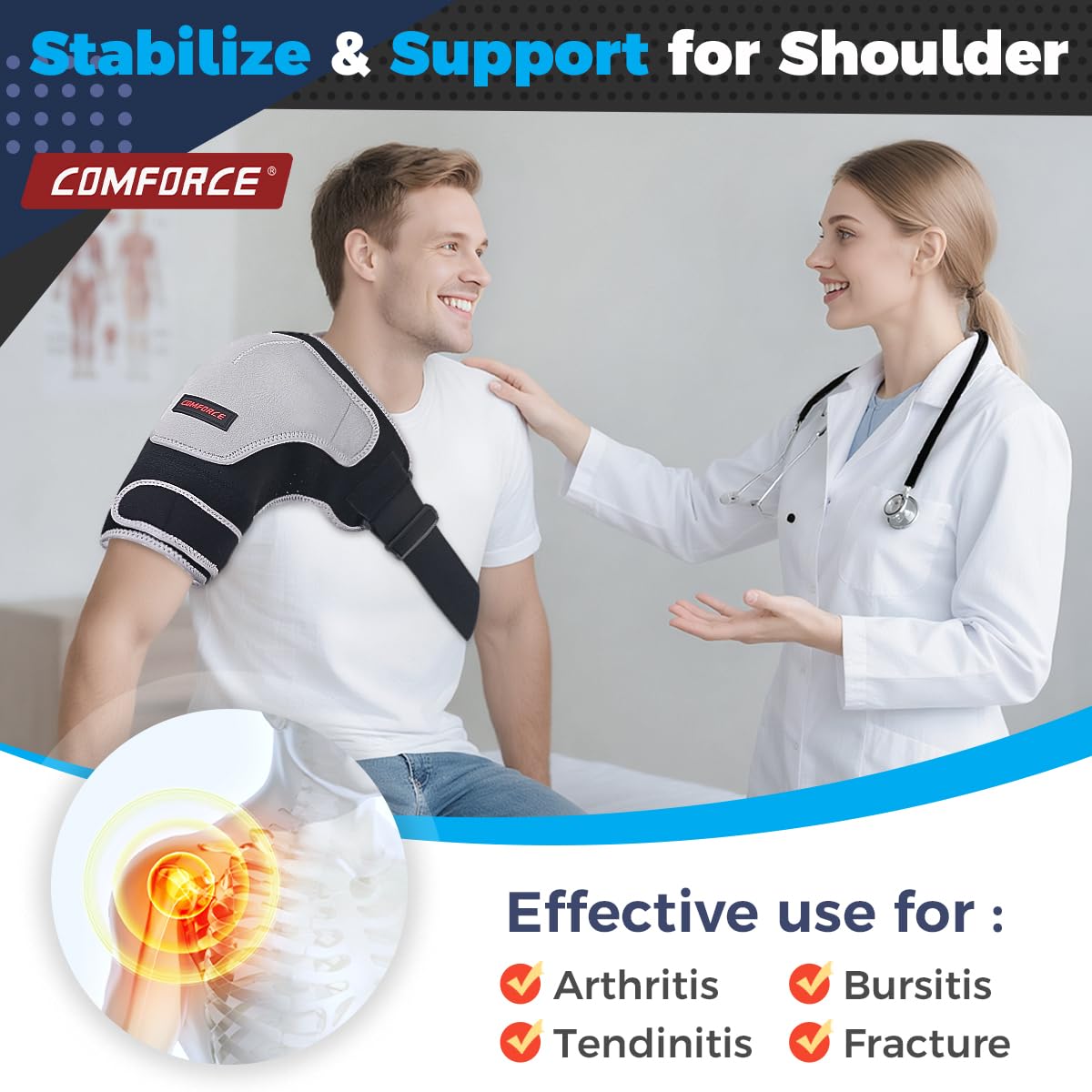 Copper Compression Shoulder Brace, Rotator Cuff Support Brace for AC Joint Pain Relief, Arm Stability, Tendonitis, Shoulder Sleeves for Men and Women, Adjustable Straps Fits Left and Right Arm
