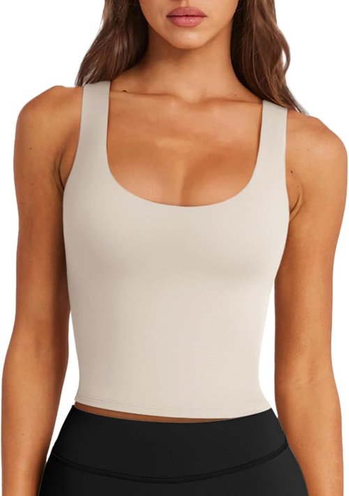 LASLULU Women's Long Line Sports Bra - Padded Crop Tank for Yoga & Gym Workouts | Comfortable Athletic Top