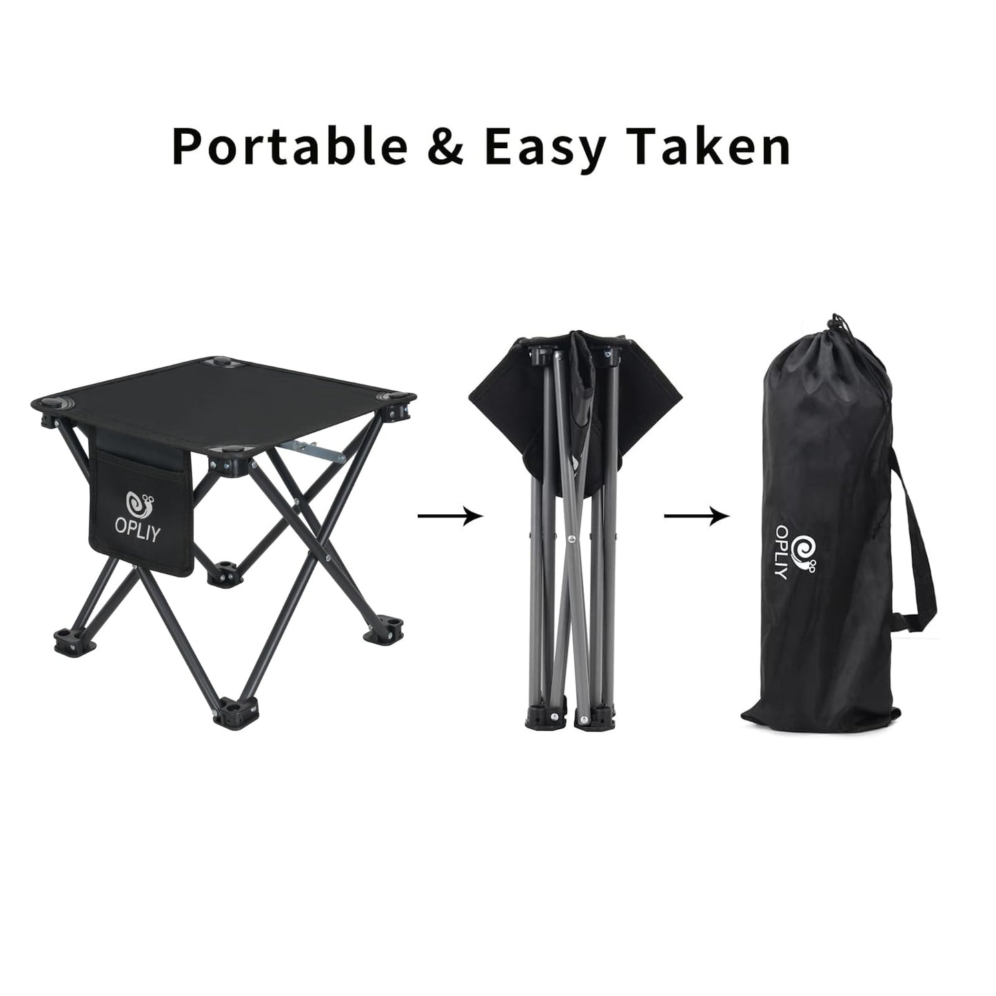 Opliy Camping Stool Upgrade Foot Stool for Camping Fishing Hiking Gardening and Beach, Camping Seat with Carry Bag (Black)