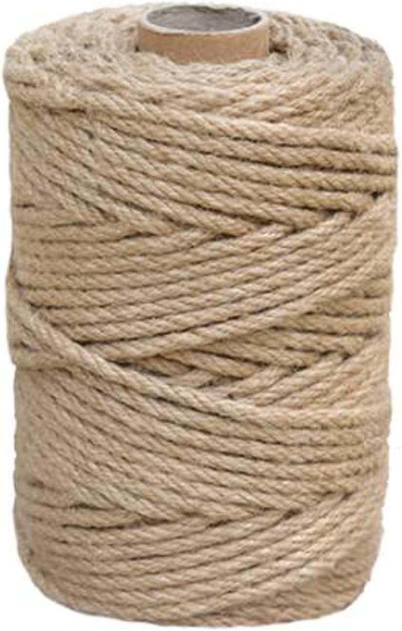 Dokumaru 1/5 in (5 mm) X 100 Ft (30 Meters) Jute Twine Rope String for Home Decorating, Cat Scratcher Post Tree, DIY Arts Crafts, Garden, Binding, Packing Material