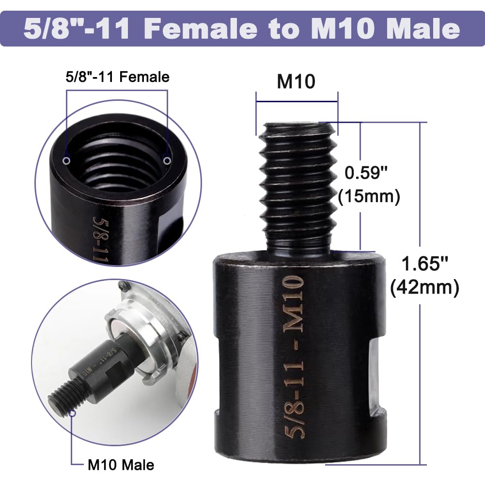 Saipe 2Pcs Angle Grinder Converter Adapters 5/8"-11 Female to M14/M10 Male, Attachments Interface Connector Thread for Polisher Drill Bit Connecting Tool