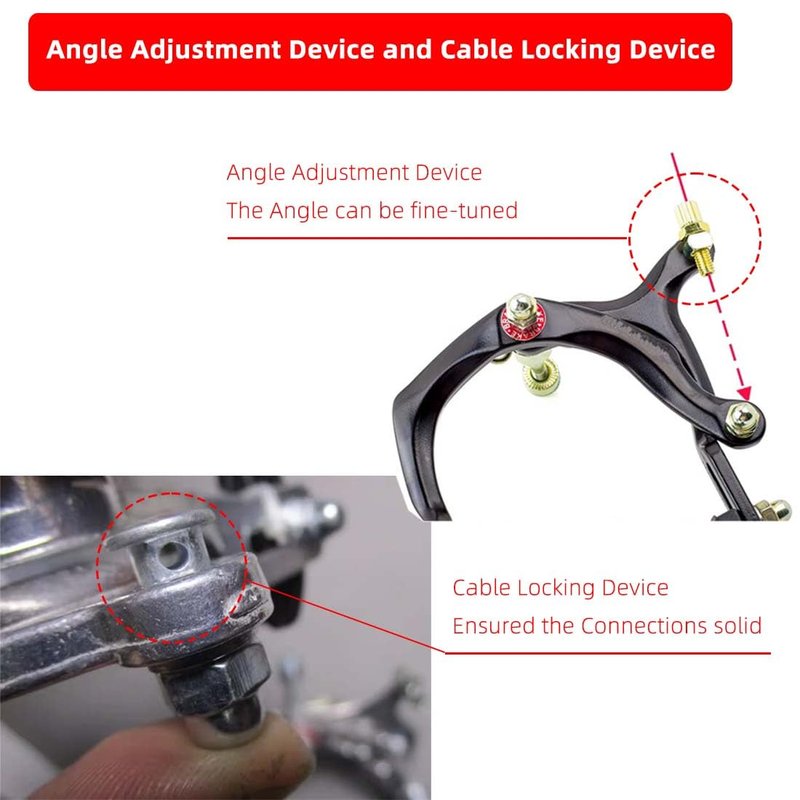 Bike Brakes Calipers, Bicycle Rim C Type Brake Sets, Front and Rear Side Pull C Caliper Brake with 48mm Pads and 4.33In Long Arm Fit for Most Road Bicycle, 1 Pair, Silver