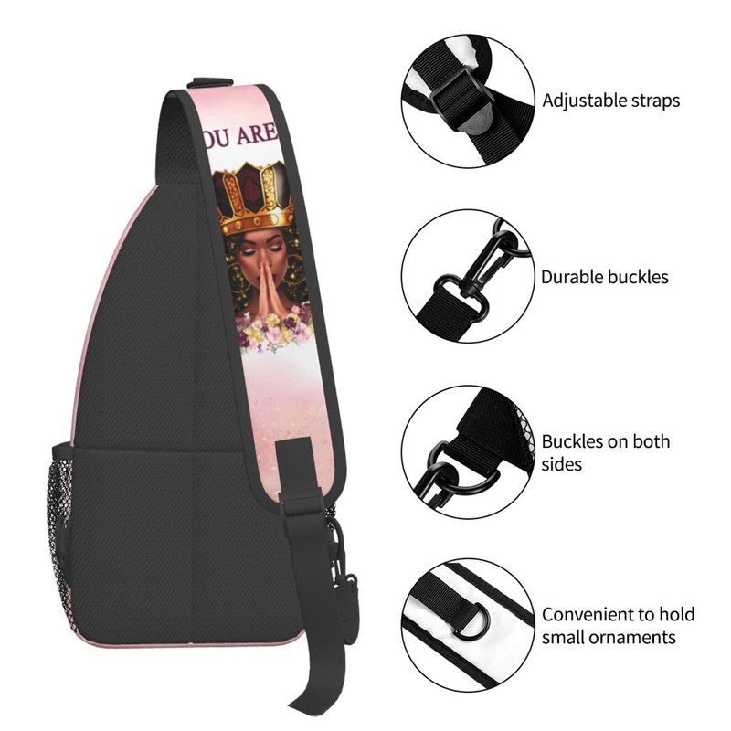 yngviud sling bag for women Sling Backpack Travel Hiking Daypack for Women Men Shoulder Bag for Casual Sport Climbing Runners African American Afro Woman (Glasses case included