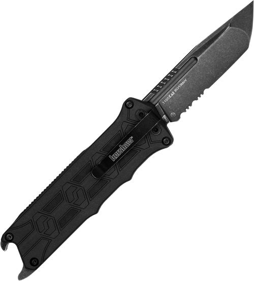 Kershaw Interstellar Pocket Knife - Black OTF Tanto Blade with Serrations & GFN Handle