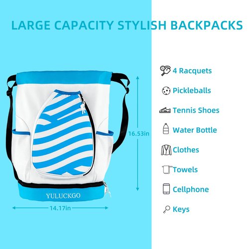 Premium Pickleball Set of 4, Graphite/Fiberglass Material， 4 Balls and 1 Portable Carry Bag, Pickle Ball Set for Men Women，Blue and White Texture