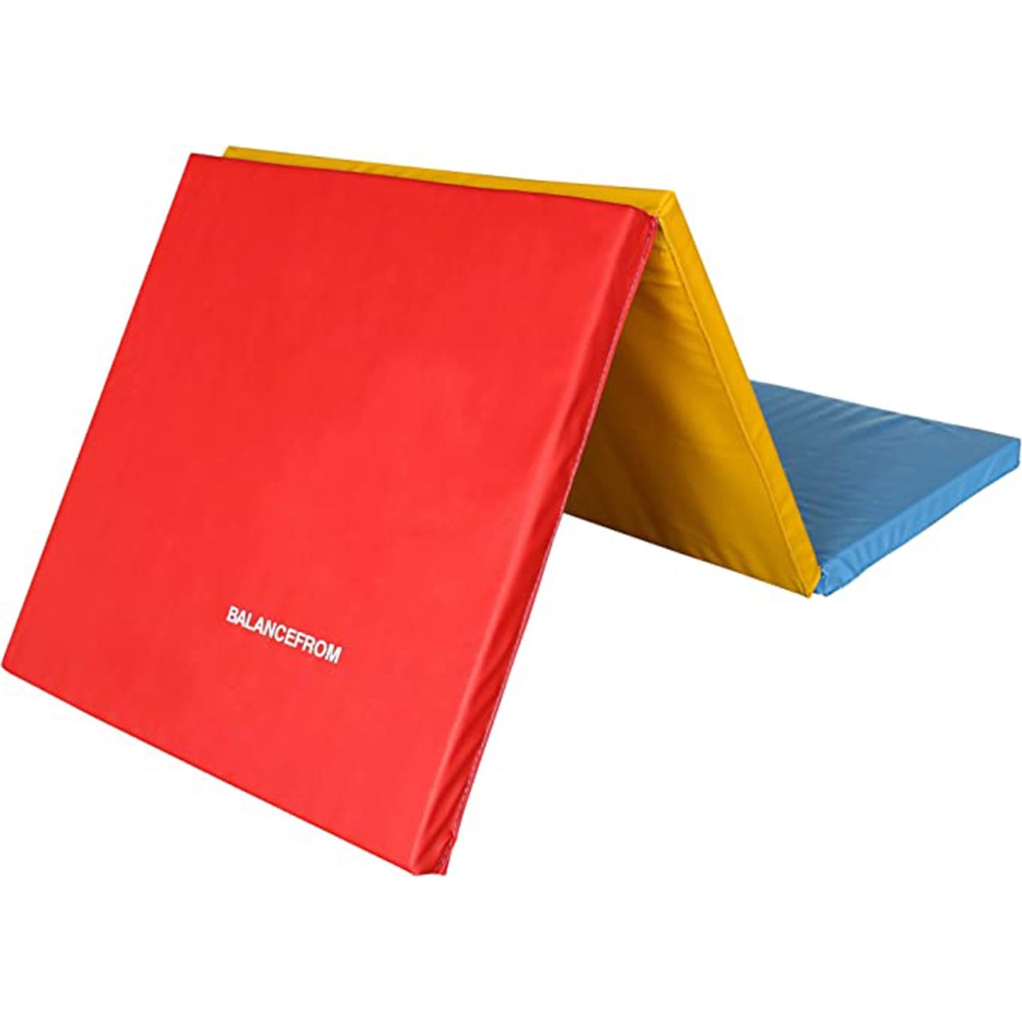 BalanceFrom 2-Inch Three Fold Folding Exercise Mat 6'x2' with Carrying Handles for MMA, Multi-Color