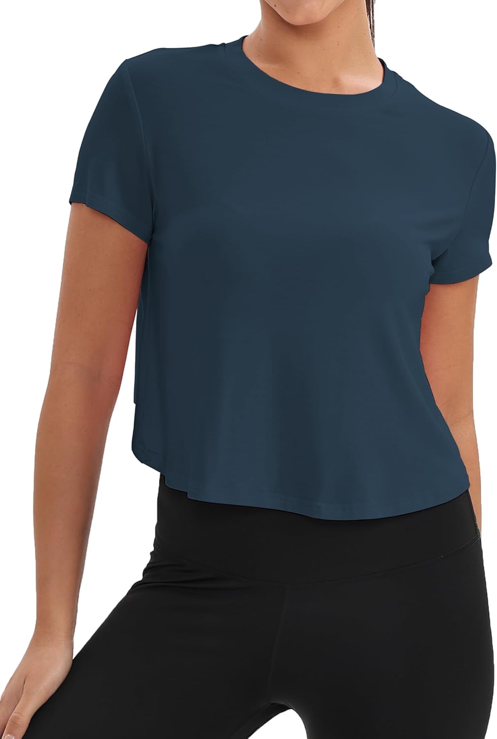 Mippo Workout Tops for Women - Short Sleeve Yoga Shirts | Athletic Gym Running Crop Top, Loose Fit