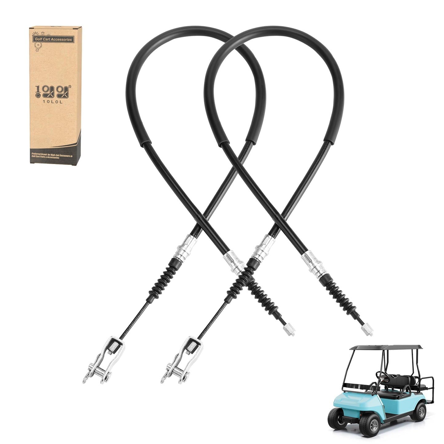 10L0L Golf Cart Brake Cables Set for Club Car DS 2000-up Gas & Electric, Replace OEM 102022101 1020221-01 1019907 Driver & Passenger Side