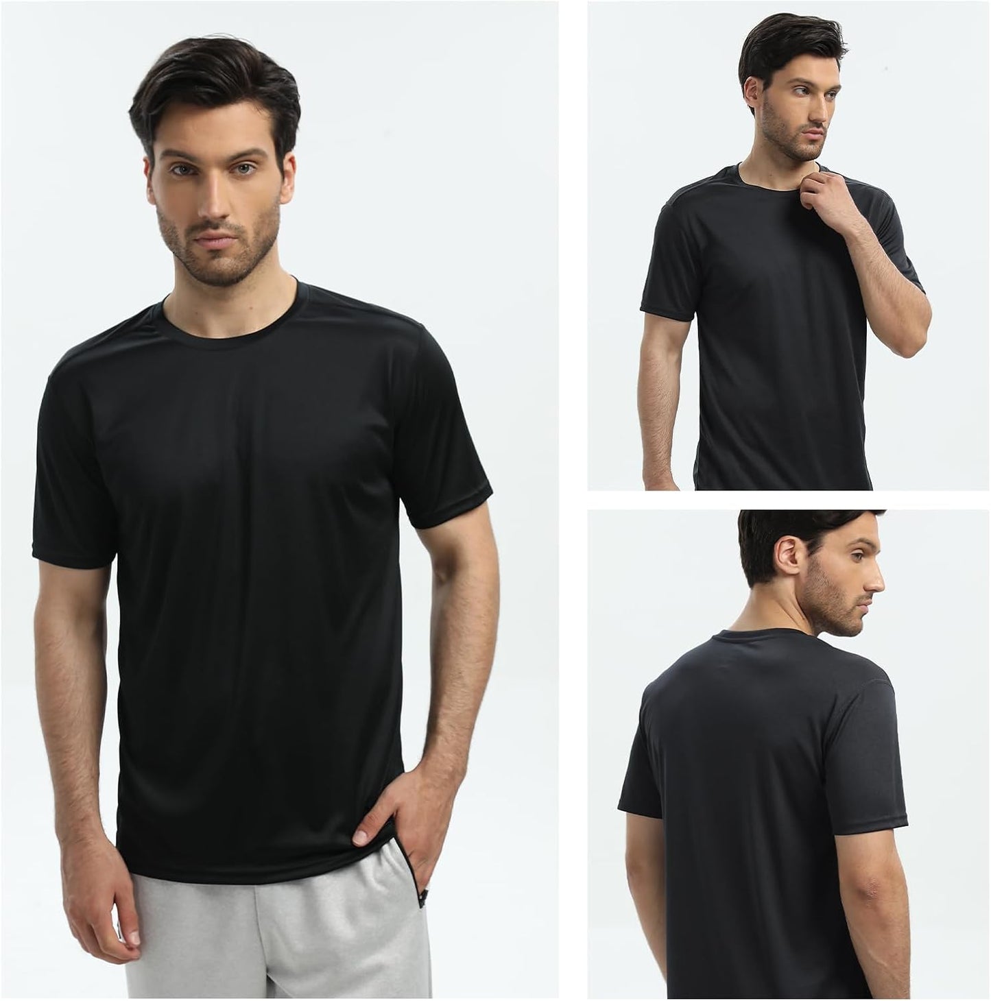 Skiennix Men's Quick Dry T-Shirts - 5/6 Pack Lightweight Short Sleeve Gym Wear for Athletic Activities