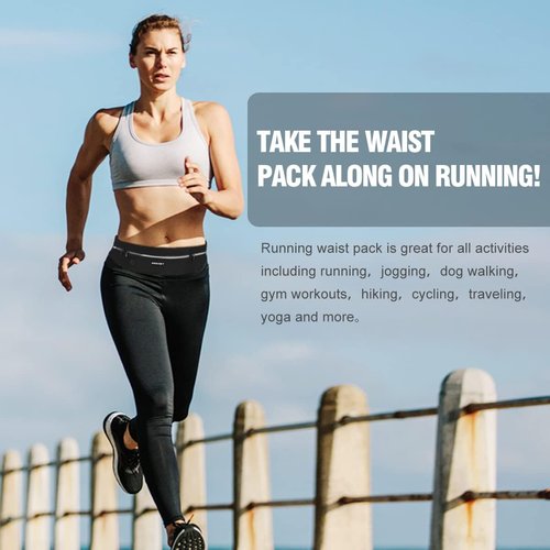 GUZACK Slim Running Belt - Ultra-Light Waterproof Waist Pack for Phones Up to 6.8'' | Reflective Design, 3 Pouches