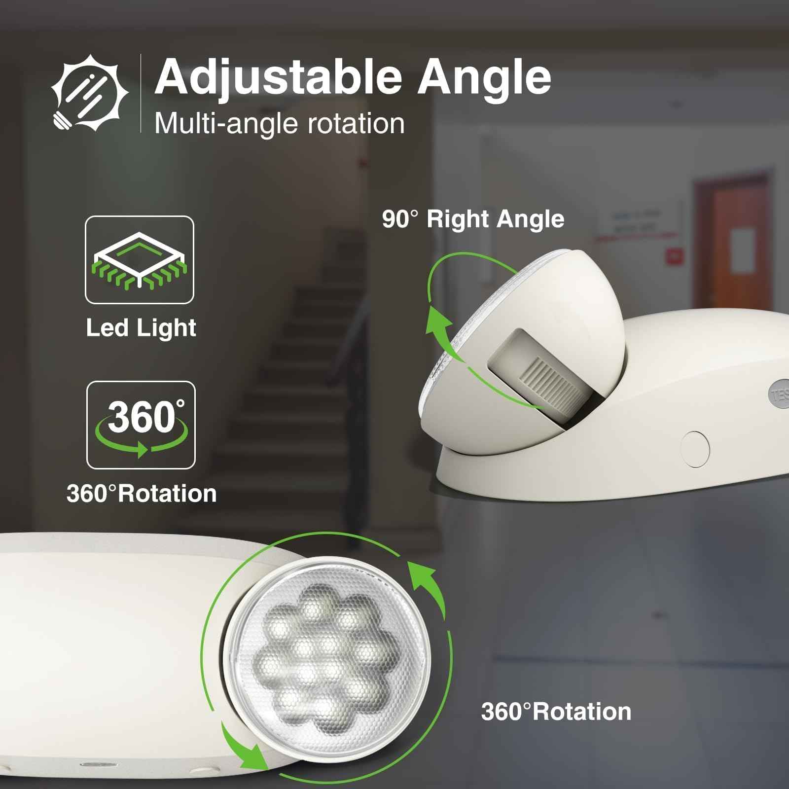 FREELICHT 4 Pack Emergency Lights for Business, with Battery Backup,Hard Wired, UL 924 Certified,AC 120/277V,Two Head Adjustable LED Emergency Lighting