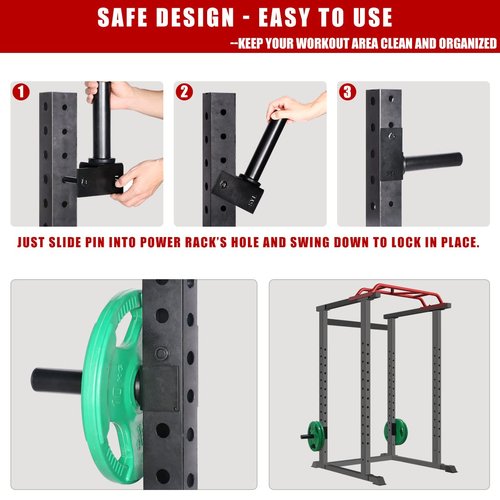 SYL Fitness Olympic Weight Plates Holder Power Rack Attachment Weights Storage Rack, Fit 3x3" Rack (5/8" & 1" Hole)