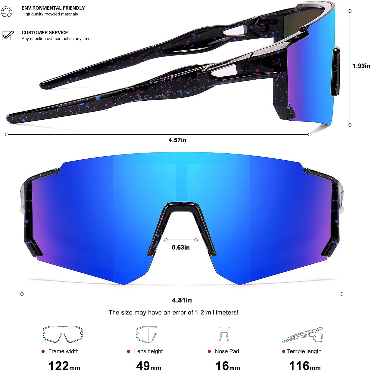 SEKKAF Youth Baseball Sunglasses Kids Sports Sunglasses for Boys Girls Softball Cycling Glasses UV400 Protection