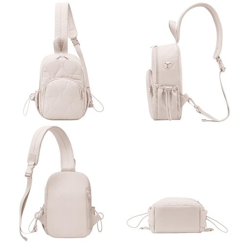 JUNGYOON Sling Bag for Women - Lightweight Quilted Crossbody Bag with Secure Anti-Theft Pocket, Perfect Shoulder Bag for Commute Travel & Daily Adventures (Beige-Small)