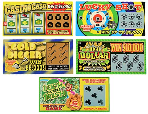 Fake Lottery Tickets Prank - 5 Assorted Scratch Off Cards