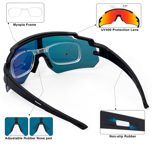 VEWOE Cycling Sunglasses Polarized Baseball Glasses for Men Women, UV400 Sports Sunglasses Softball Running Biking MTB