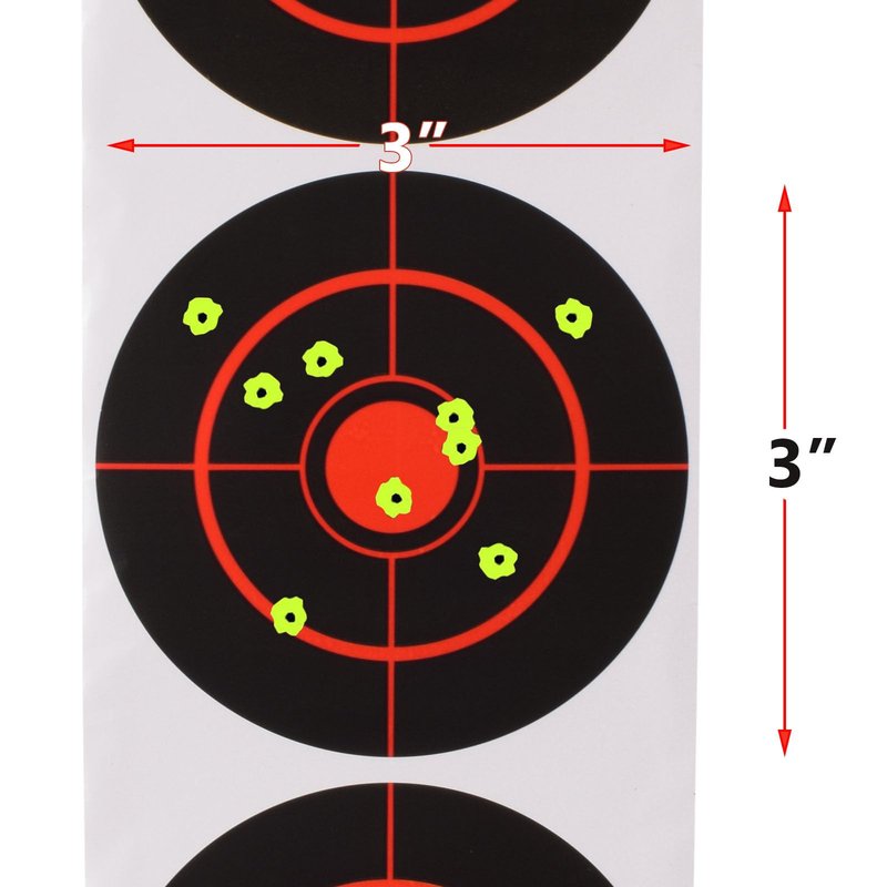 SKLK-SEL 3" Reactive Paper Targets 250 Pcs Splatter Targets Stickers Targe with Fluorescent Yellow for Shooting Range for BB Gun, Pellet Gun, Airsoft, Rifle Shooting Practice (Round-Red)