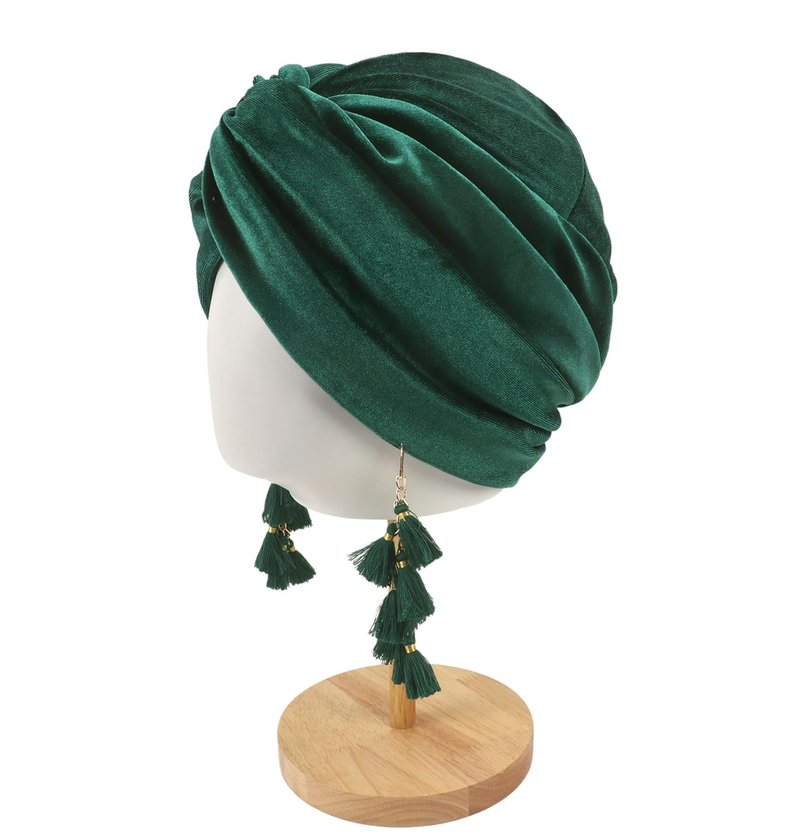 Women Turban,Cozy Polyester Velvet Turban Hats,Indian Turbans Hats Head Wraps Beanie,African Cap for Women