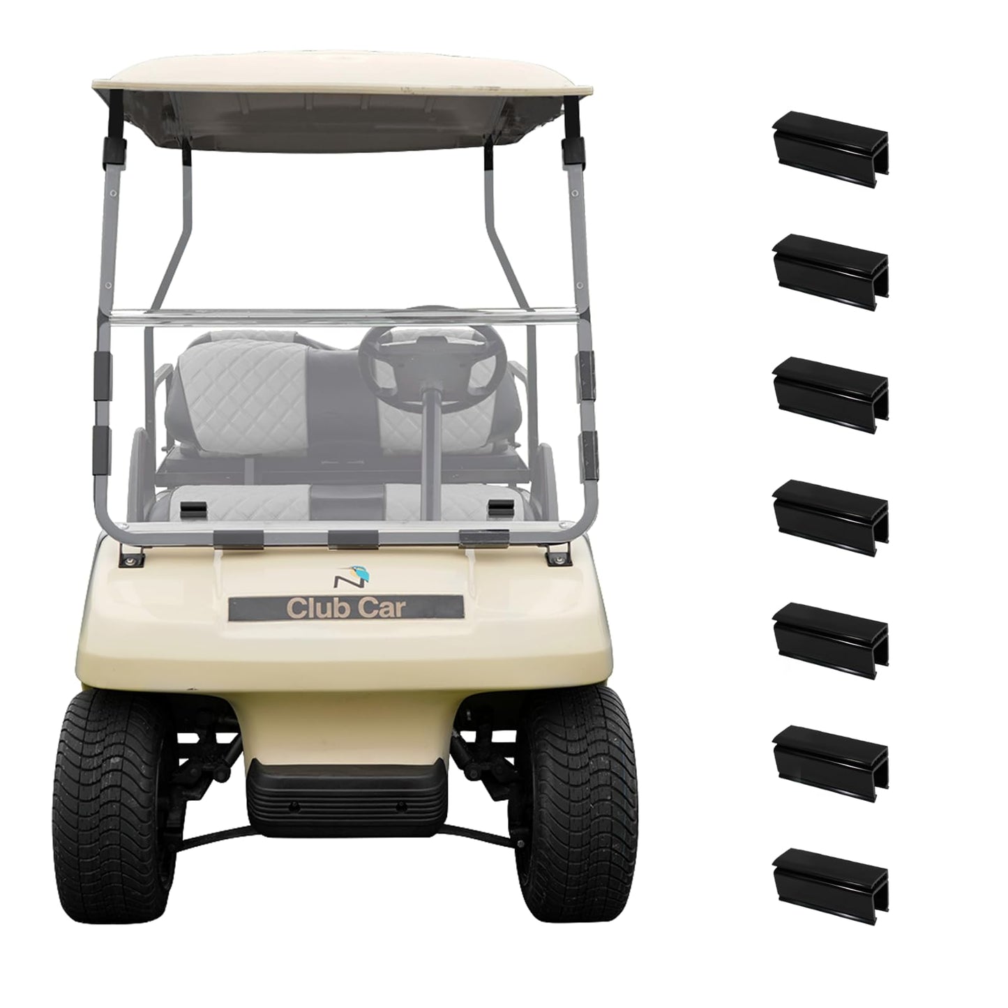 Golf Cart Windshield Club Car DS 1982-2000 Gas & Electric Models, 5MM Thicken Foldable, Highly Transparent and Impact Resistant Acrylic - Clear