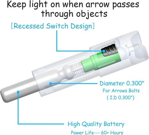 Lighted Nocks for Crossbow - ON/OFF Switch for Archery Hunting - .300 Inside Diameter | 6 Pack