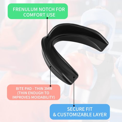 Kathfly 50 Pcs Football Mouth Guards Bulk Sports Mouth Pieces Protection Silicone Athletic Braces Football Accessories Teeth Armor Adult Teenager Teeth Armor for Boxing Basketball Hockey(Black)