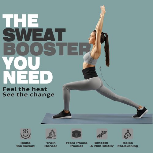 Chick-Active Heat-Boost Waist Trimmer with Secure Phone Pocket – Premium Sweat Amplifying Sauna Belt for Women & Men, Anti-Slip Core Trainer for Gym, Cardio & Enhanced Results (Black, Medium)