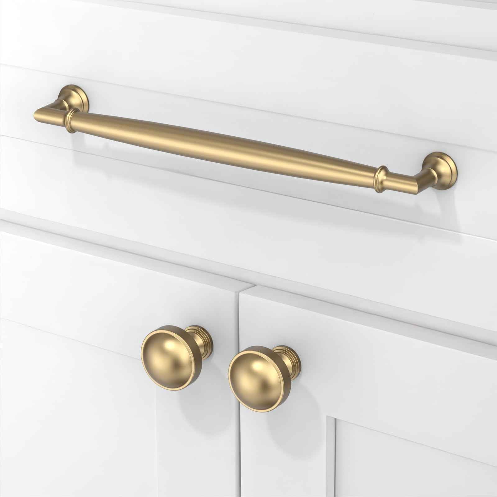 Asimerdeco 10 Pack Champagne Bronze Cabinet Pulls 10 Inch(254mm) Kitchen Cabinet Handles Solid Zinc Alloy Cabinet Hardware Drawer Pulls