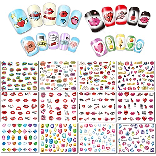 Valentine's Day Nail Art Decals - 60 Sheets Water Transfer Stickers