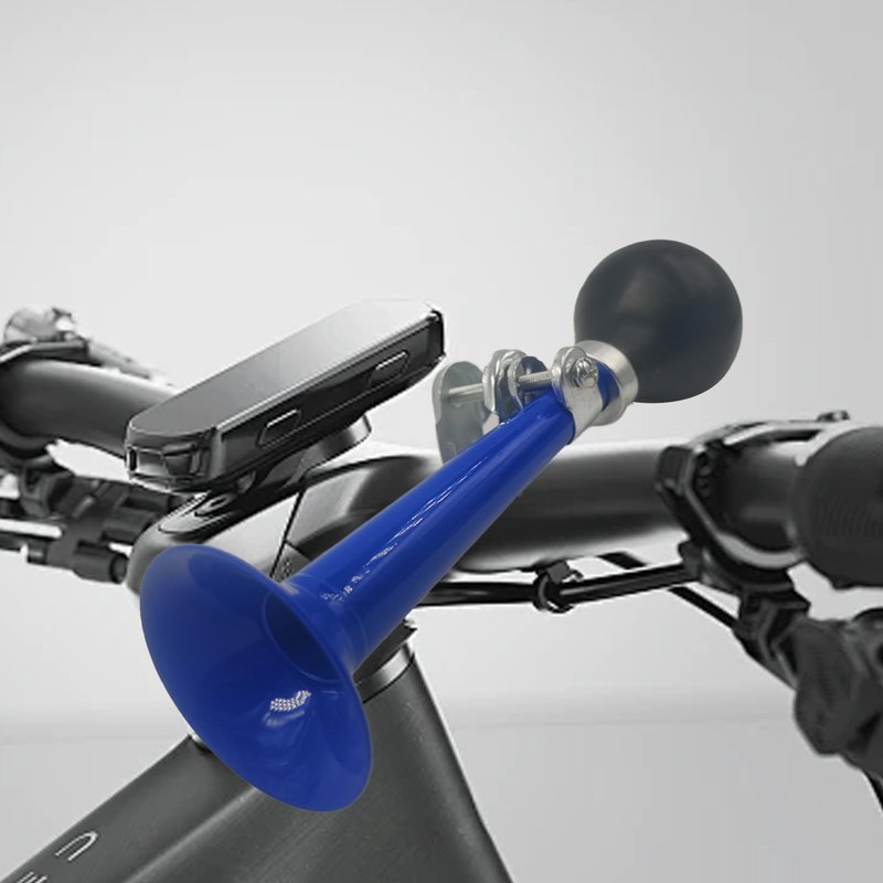 Runseaway 7.87” Blue Bike Bugle Horn Metal Air Horn, Retro Squeeze Bulb Clown Horn for Kids' Bicycles and Golf Carts, Loud Sound, Fits All Handle Bars