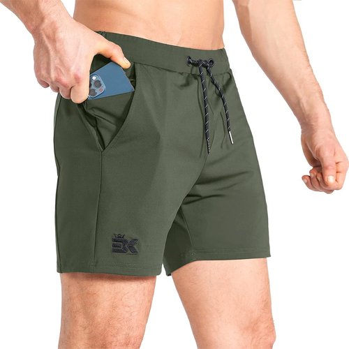 BROKIG Men's Lightweight Gym Shorts - Quick Dry Athletic Shorts with Zip Pocket for Workouts
