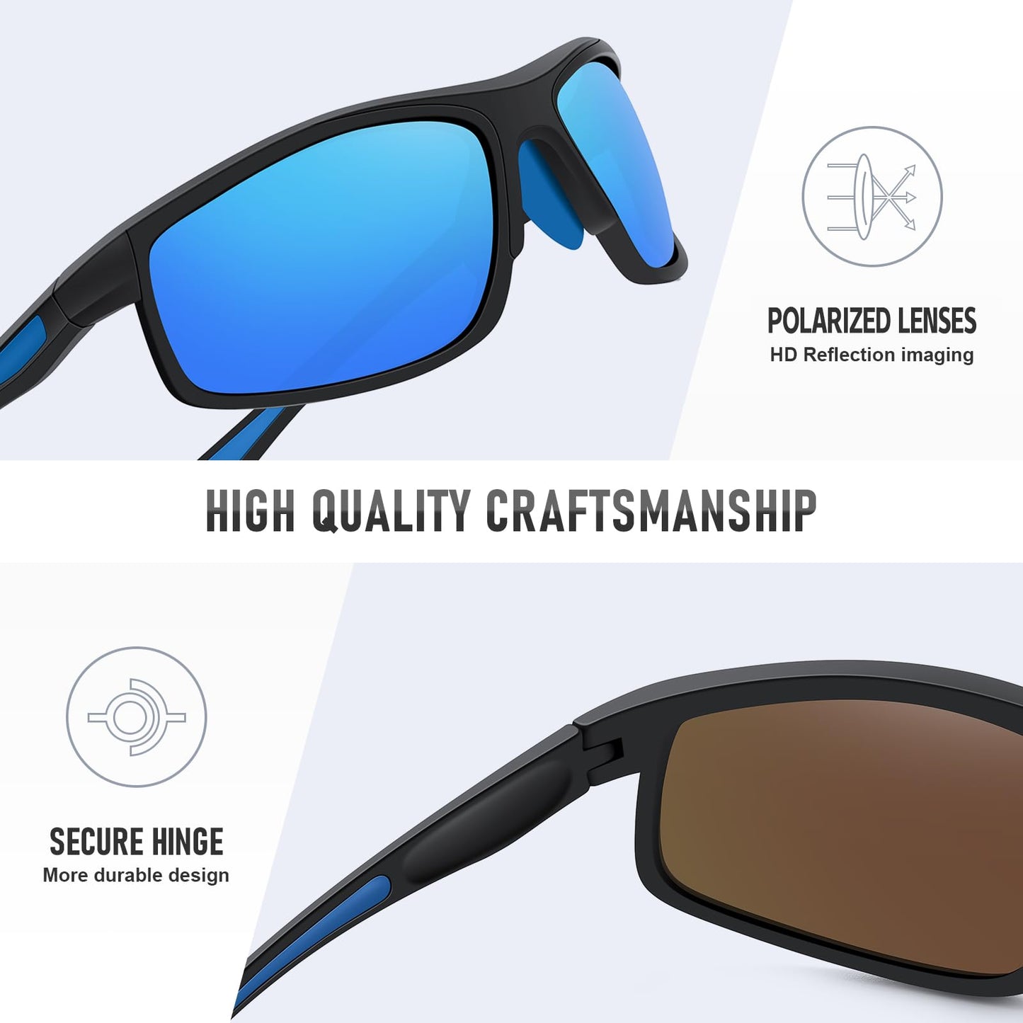Ofwin Sports Sunglasses for Men Women Polarized UV Protection Fishing Driving Cycling Bik Running Wrap Around Sun Glasses