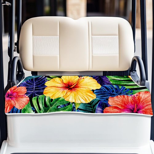 ORIGACH Tropical Flowers Golf Cart Seat Covers, Comfortable Cooling Golf Cart Blanket Towel, 100% Microfiber, Fits EZGO, Club Car, and More 2-Seat Golf Carts, 51x31inch