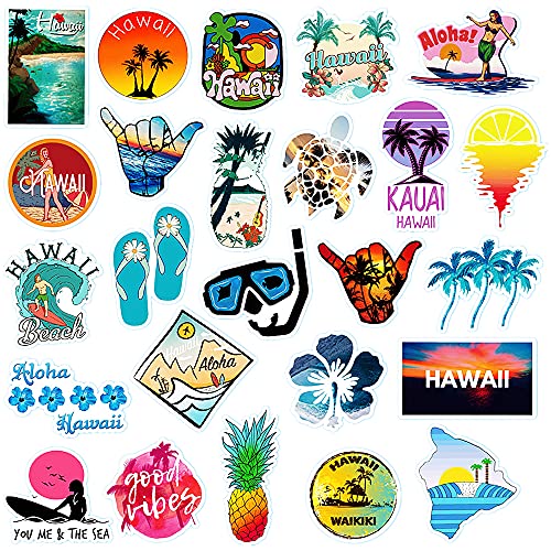 100 Pcs Waterproof Hawaii Summer Stickers - Vinyl Decals