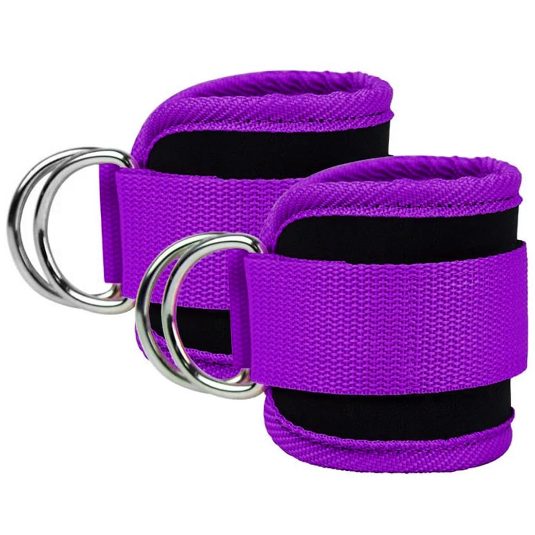 EastyGold Ankle Straps Ankle Resistance Bands Wrist Cuffs Padded Straps Adjustable Fitness Glute Kickback D-Ring for Cable Machine Gym Foot Leg Training Brace Support 1 Pair (Purple)