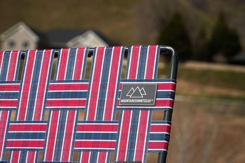 MOUNTAIN SUMMIT GEAR Retro Webbed Camping Chair - Lightweight, Foldable, Durable Steel Frame, 300lb Capacity, Vintage Red/White/Blue Stripes by Caddis Sports