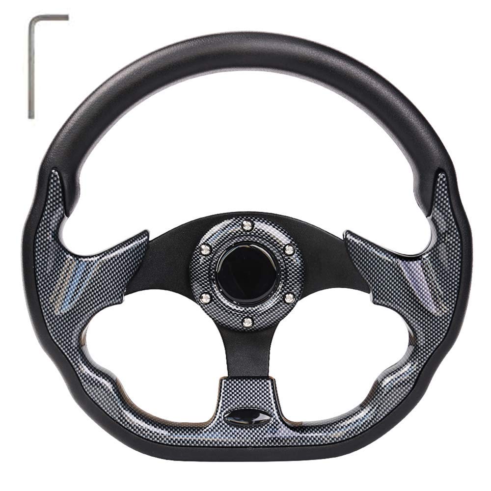 Golf Cart Steering Wheel for EZGO TXT/RXV/Valor/Marathon, Club Car DS/Precedent/Onward/Tempo and Yamaha G2-G29 Drive Carts with Racing D-Shape Comfortable Grip Ergonomic Design Precise Steering.