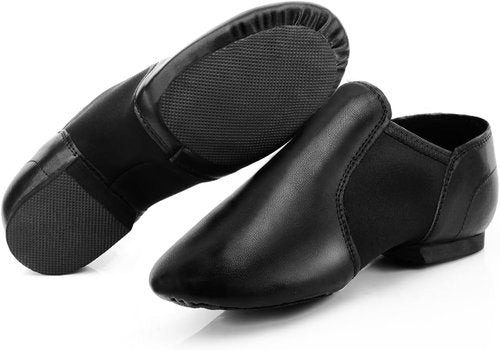 Keemi Black Jazz Dance Shoes for Girls & Boys | Non-Slip Leather Kids' Footwear