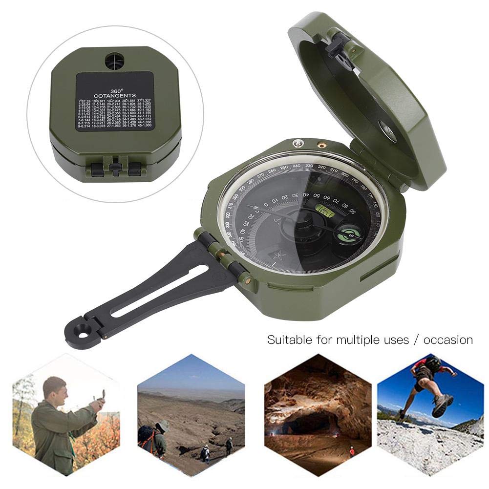 Tbest Military Compass,Bussola Professionale,Outdoor Guide,Professional Outdoor High Accuracy Geological Guide Fluorescent Guide