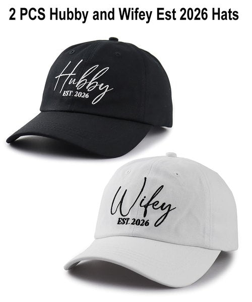 Wedding Newlyweds Gifts for Couple, 2026 Hubby and Wifey Hat, Bride Groom Baseball Cap, Christmas Engagement Birthday Gifts for Women Men Husband Wife